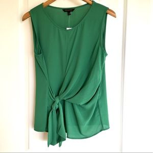 BR green sleeveless draped tie-waist top S NWT